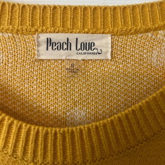 Peach Love California Women’s Yellow Floral Oversized Sweater - Picture 3 of 4